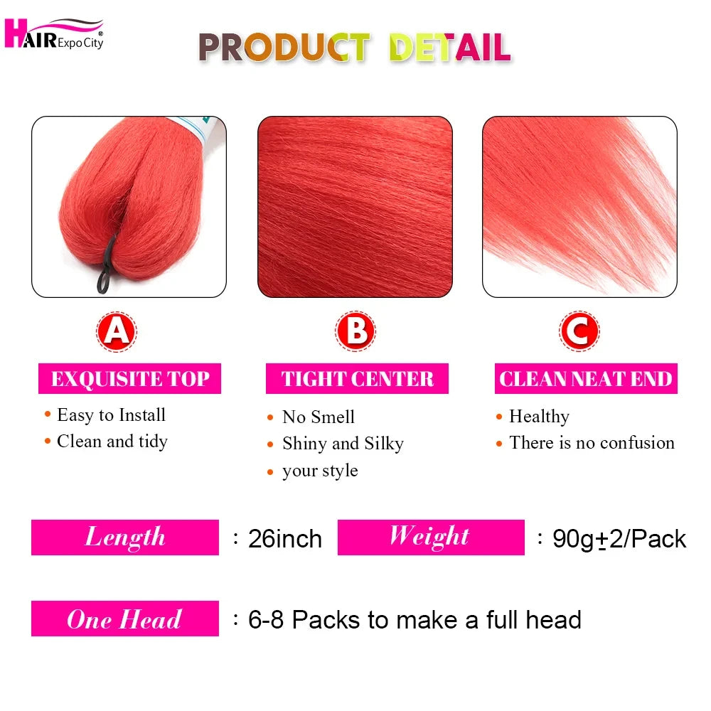 Pre-Stretched Synthetic Braiding Hair